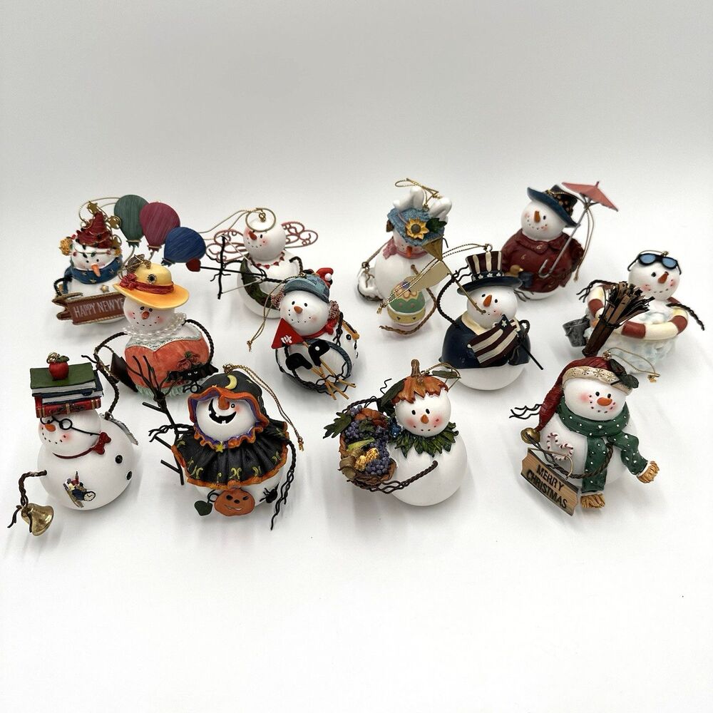 Kirkland A Snowman For Every Month Set of 12 Resin Christmas Ornaments Retired